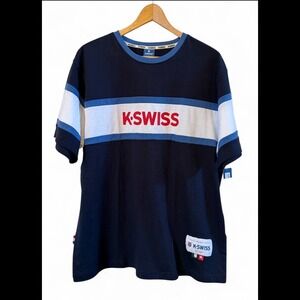 Vtg Y2K Men's NWT K-Swiss Colorblock Logo XL T-Shirt‎ Streetwear Preppy 90's